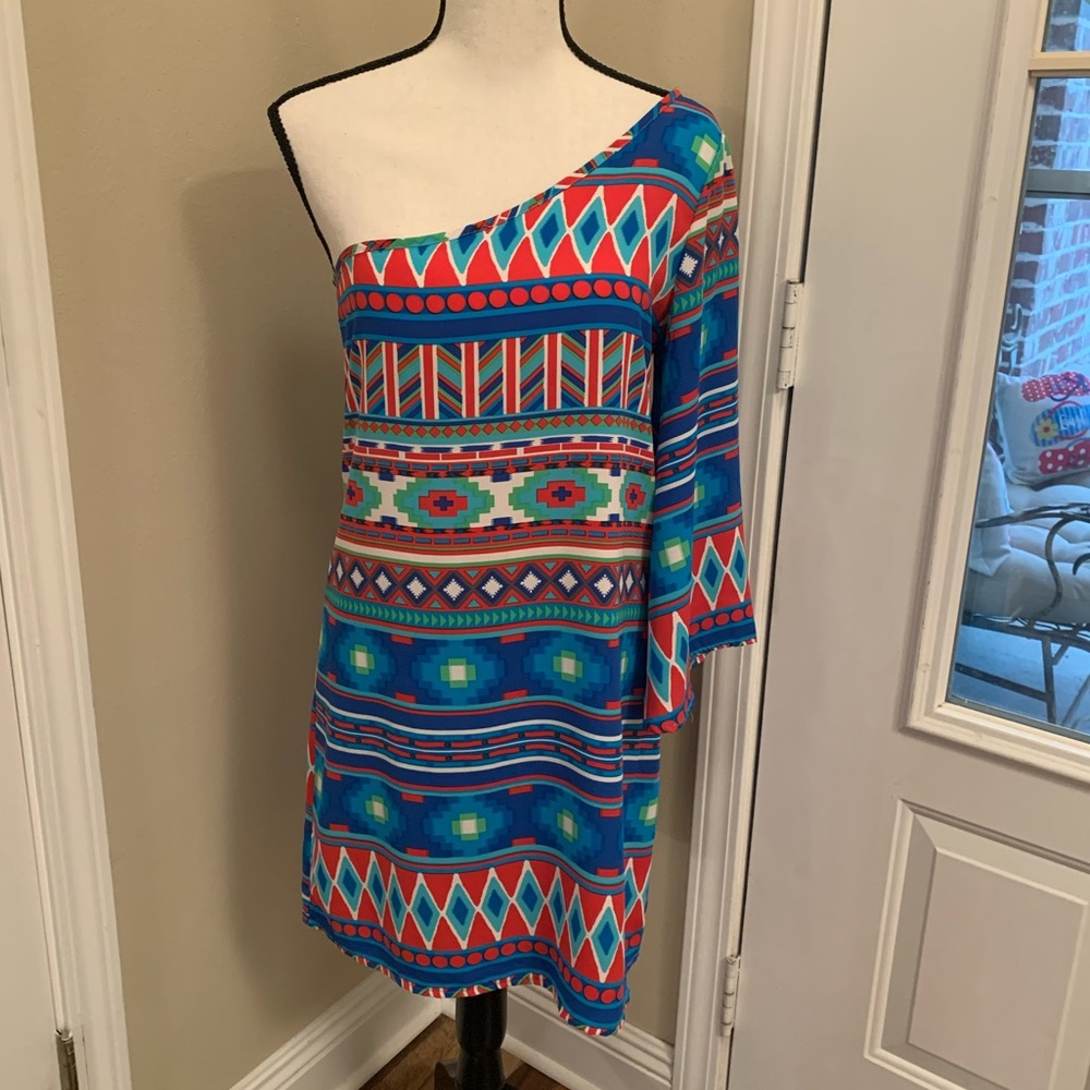 Multicolored one shoulder dress